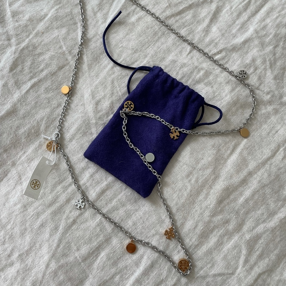 TORY BURCH LOGO ROSARY NECKLACE NWT
